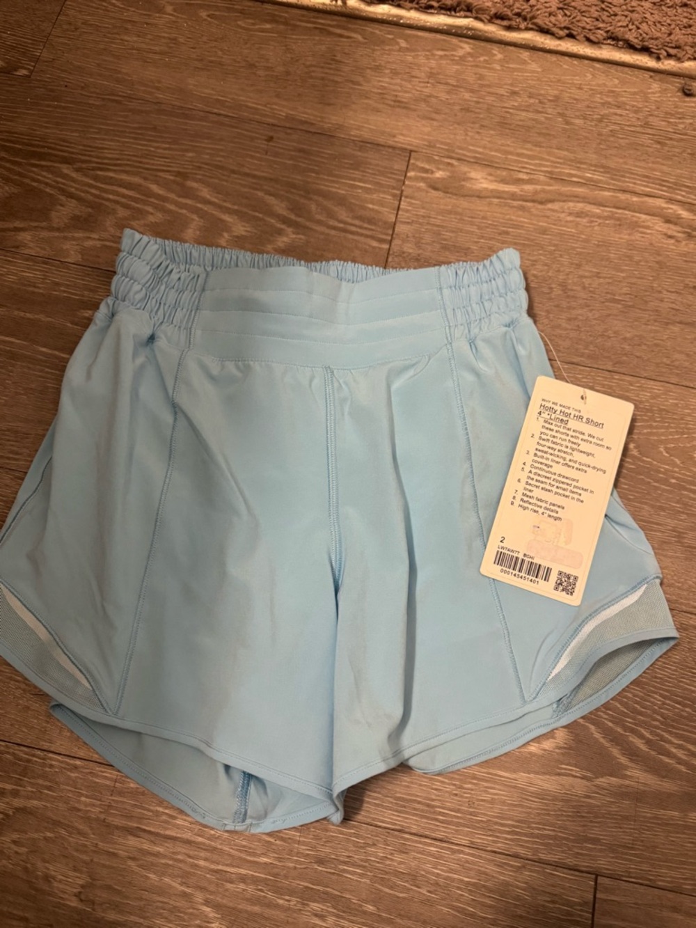 LULULEMON Light Blue Size 2 HR 4” shorts. NEW WITH TAGS.